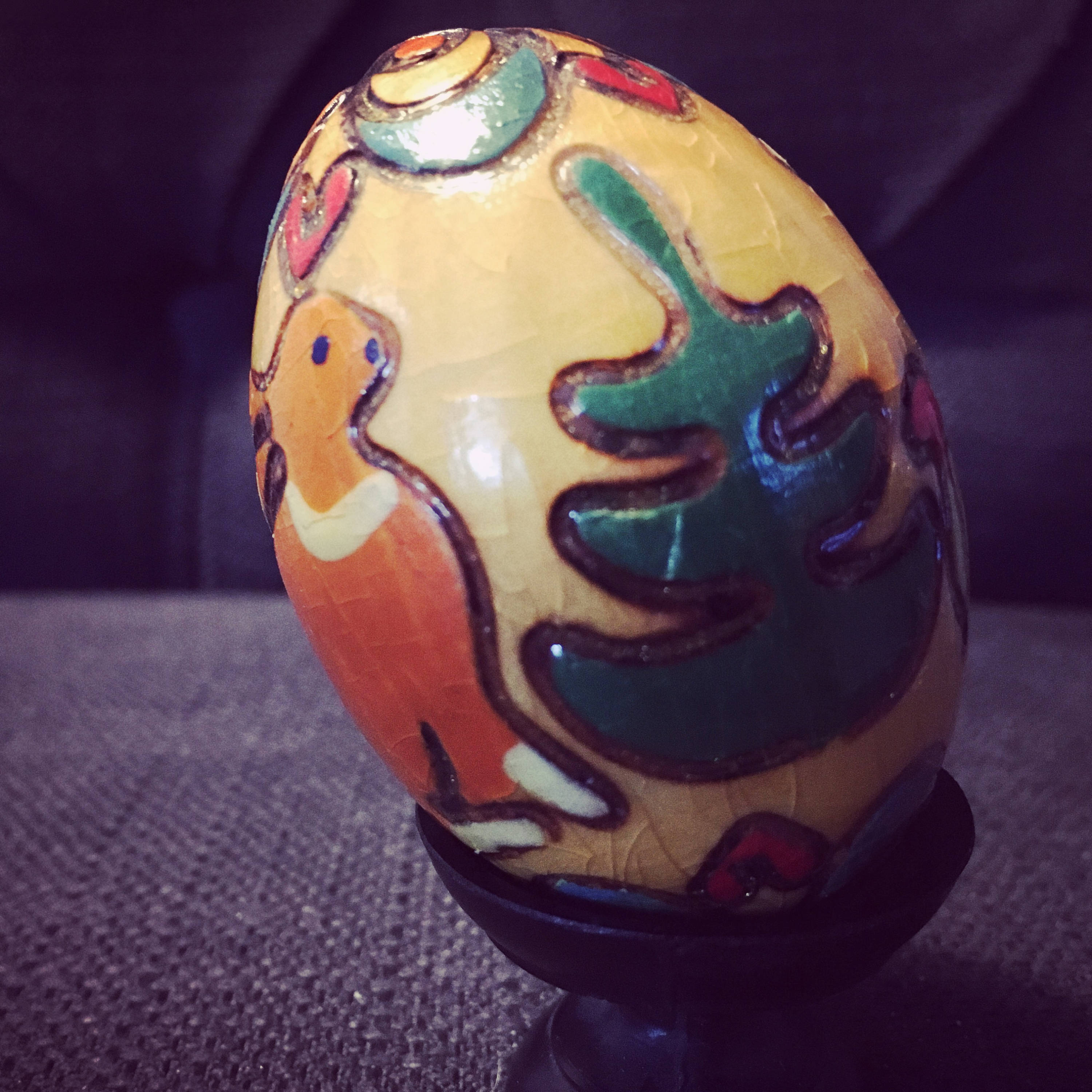 Vintage Carved Wood Egg Hand Painted / Decor Vintage Carved Wood Eggs