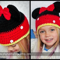 Handmade Crochet Childrens Minnie Mouse Hat 