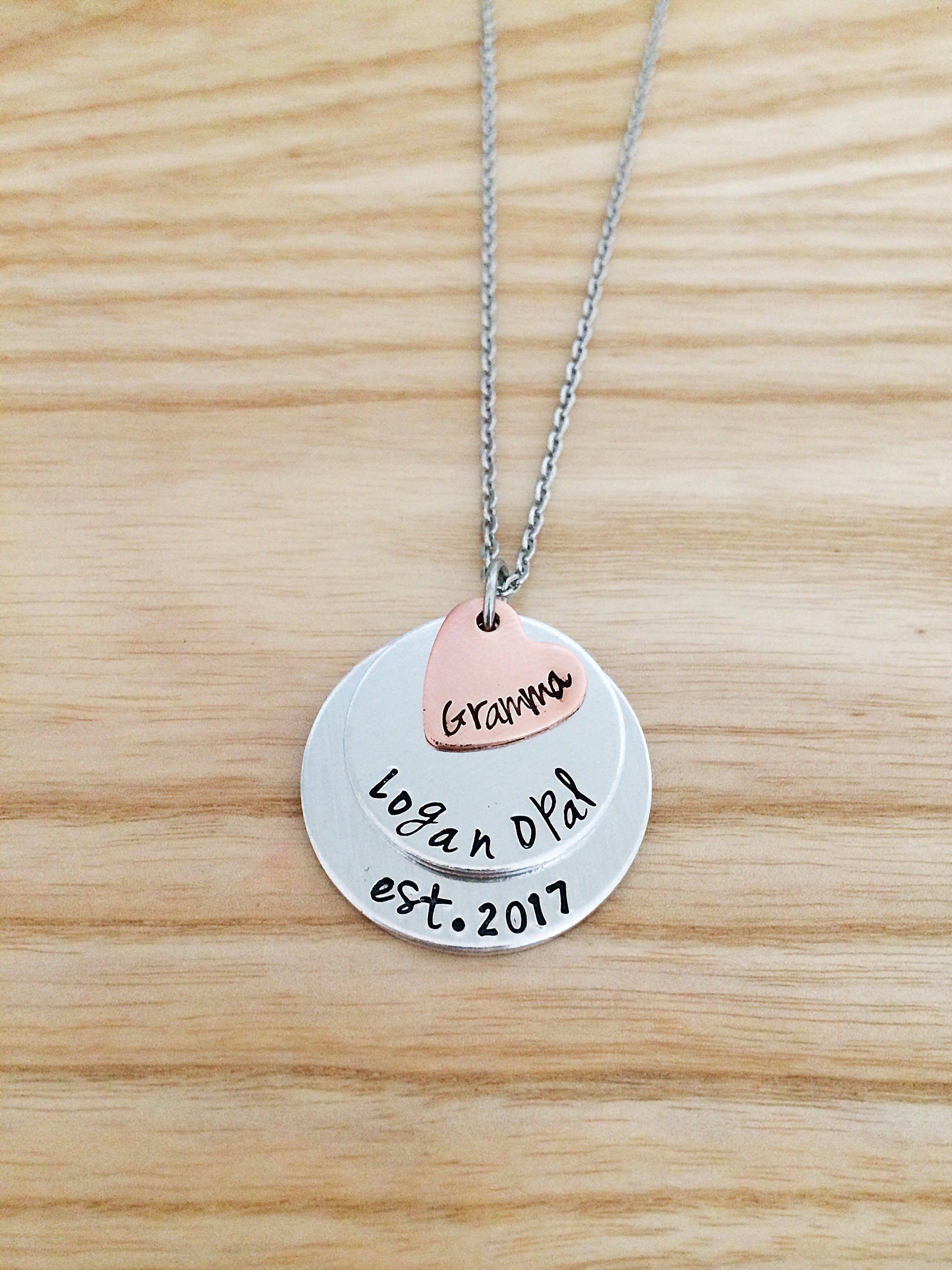Hand stamped Personalized Grandma Necklace · Mommy's