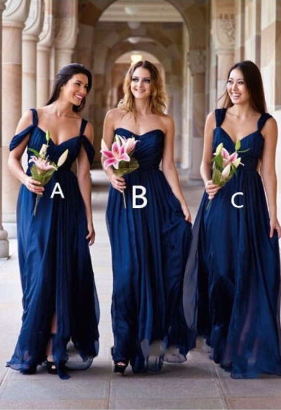 Long Blue Bridesmaid Dress