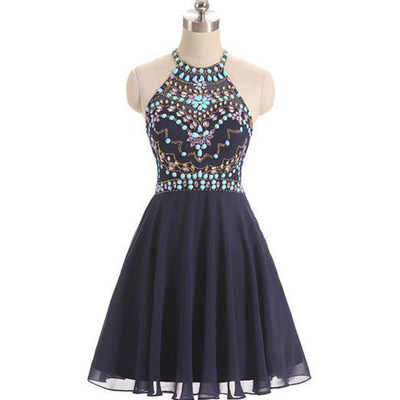 short halter homecoming dress
