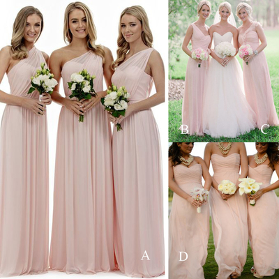 Long Bridesmaid Dress Light Pink Bridesmaid Dresses Mismatched