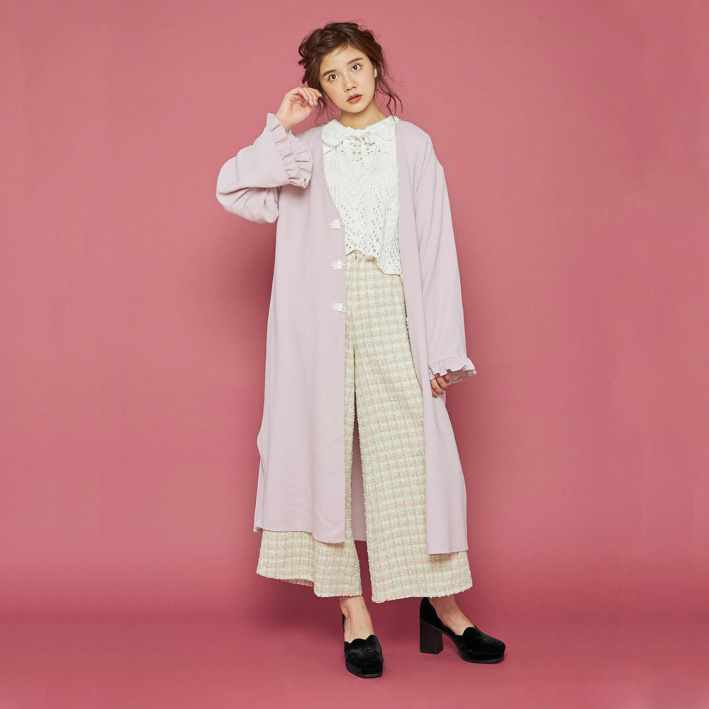 Japanese Plus Size Chiffon Overcoat Womens Elegant Long Coat Ss6