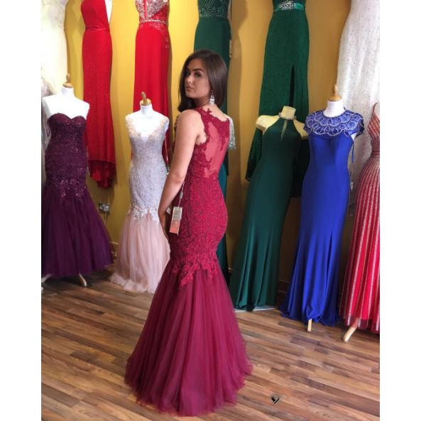 wine red formal dress
