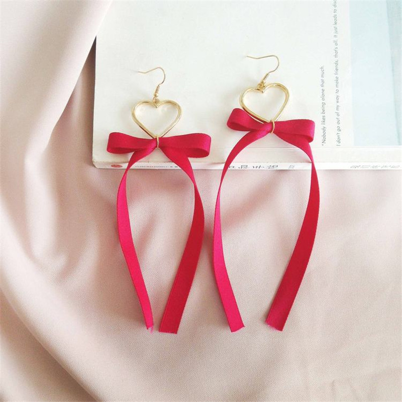 Ribbon heart earrings (free ship) on Storenvy