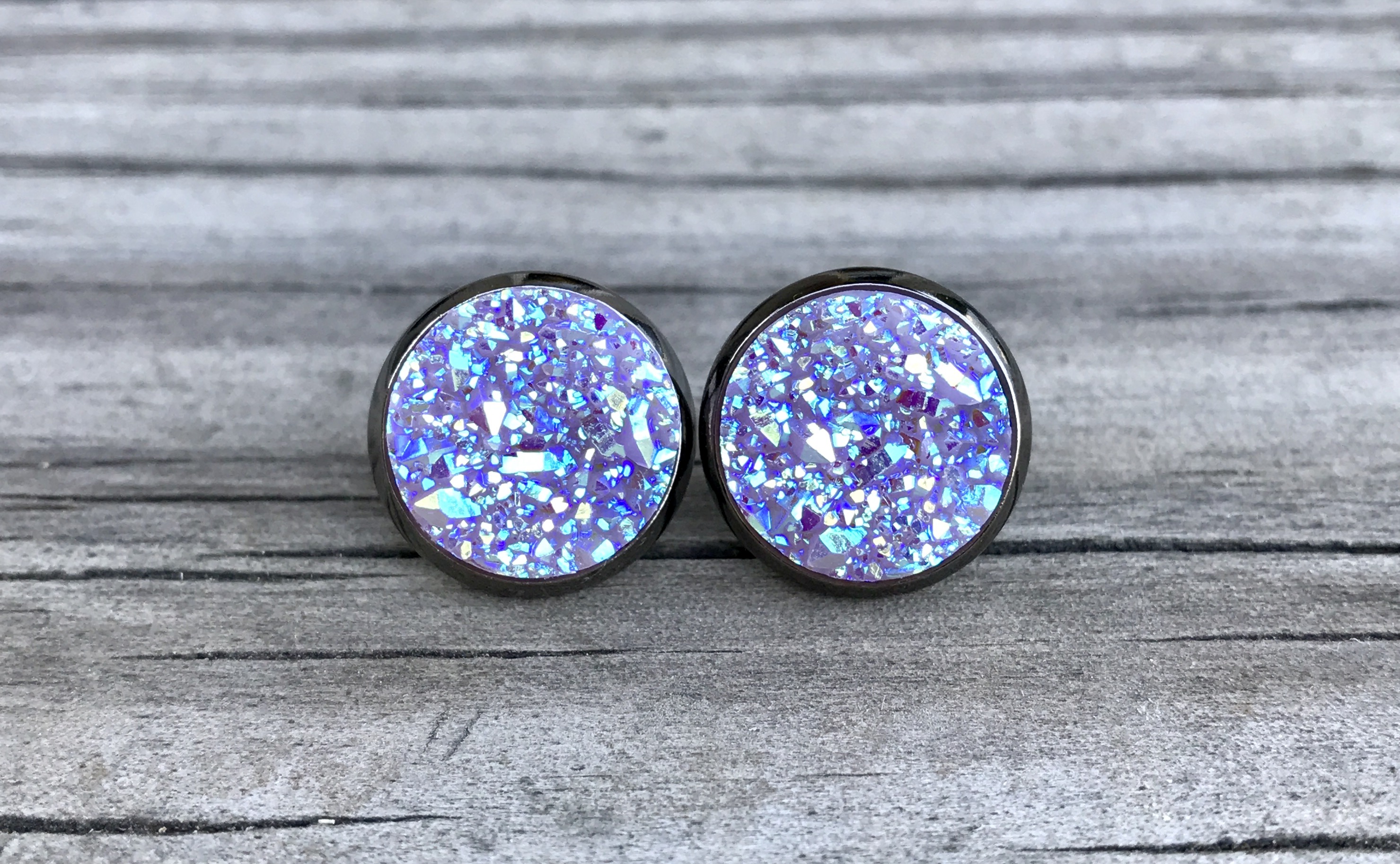 12mm Lilac Studs with Gunmetal Setting · LovelyLittleThings · Online