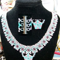 Netted Necklace with beaded pendant