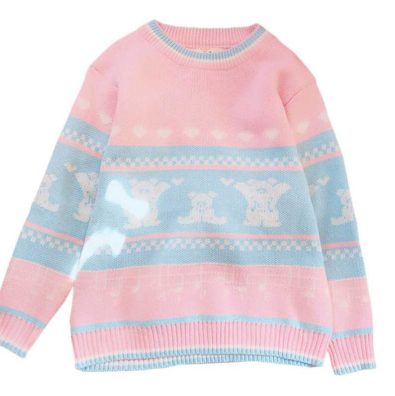 Pink Teddy Bear Heart Sweater on Storenvy