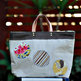 Handbag - Natural Linen with Leather Handles - Thumbnail 2