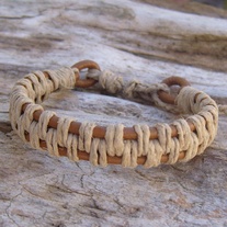 Tan Leather and Natural Hemp Bracelet