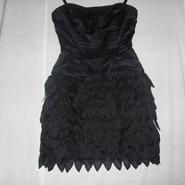  BCBG Runway Corset BLACK Silk Organza Cocktail Dress Size0