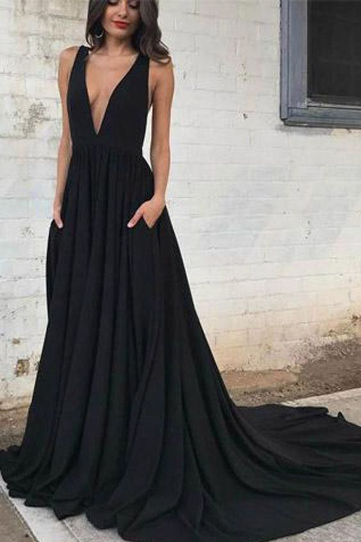 long black chiffon dress