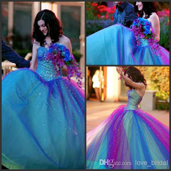 Charming Ball Gown Sweetheart Tulle Floor Length Quinceanera Dress Prom Gown from yukesdress