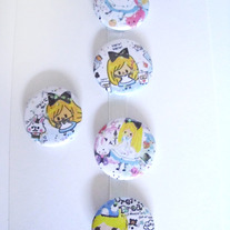 Kawaii Alice in Wonderland Button Badge Pin Set of 5