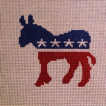 Democratic Donkey Ornament Canvas on 18 Mesh