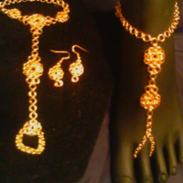 Lisa- slave bracelet, drop earings, bare foot sandals