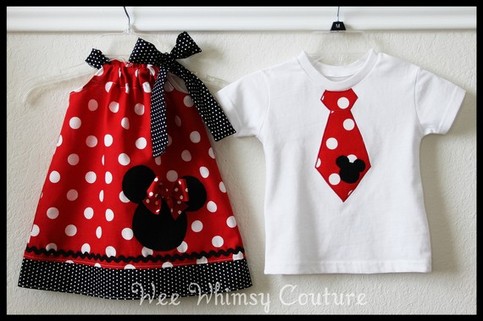 Super Cute Brother Sister Minnie Mouse dress and Mickey Tie Tee set 0-3m-5t