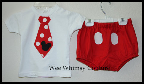 Super Cute Boys Tie Tee and Mickey Pants Diaper cover set 0-3m -24m