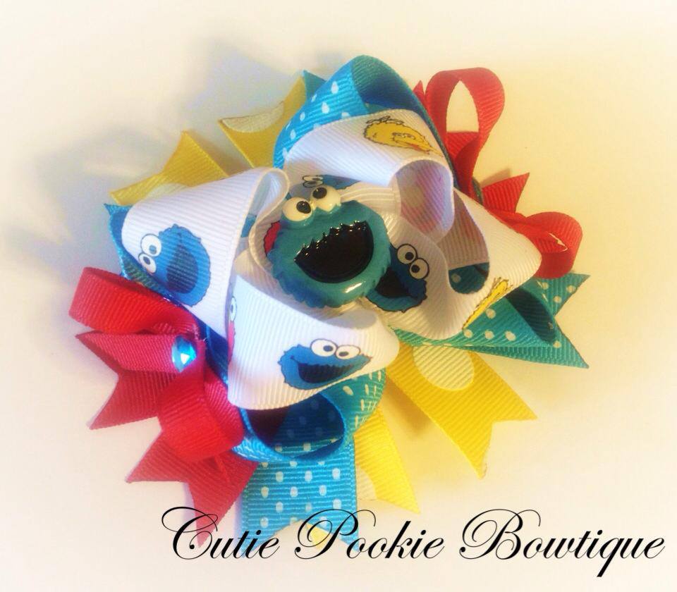 4" Cookie Monster inspired hair bow. on Storenvy