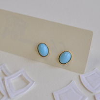 Blue Czech glass studs