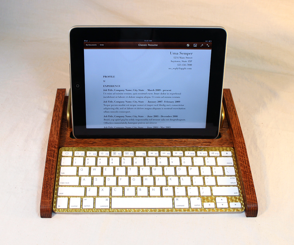iPad Retro Headset Workstation Tablet Dock Keyboard Oak iPad, IPhone, Tablet Bluetooth