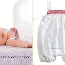 ON CLEARANCE SALE Gorgeous crisp clean white romper with red accents for babies and toddlers