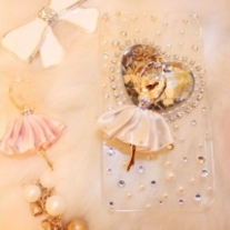 New Bling Crystal Heart With White Ballet Girl iPhone 4/4S Case (#437)