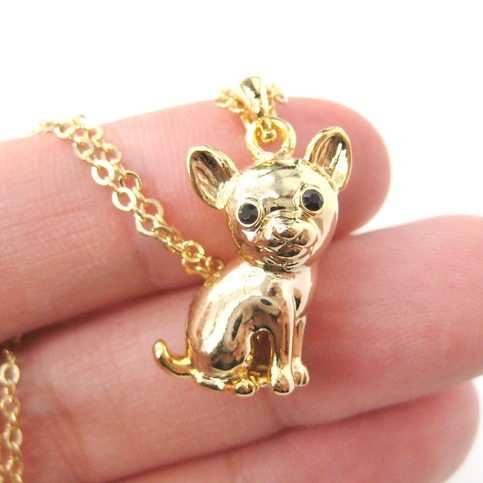 dog gold pendant chihuahua necklace puppy animal super cute jewelry dotoly