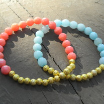 Gold Spacer Jade or Coral Bracelet