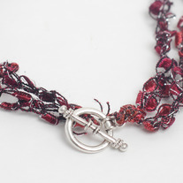 Ladder Ribbon Necklace - Dark Pink Hues