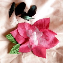 Dark Rose Fascinator with Black Feathers  - Thumbnail 4