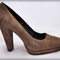 Brown Suede Calvin Klein Gabby Heels 