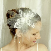 Ivory Tulle Bridal Veil Fascinator  - Thumbnail 1
