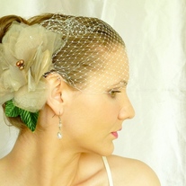Ivory Bandeau Birdcage Veil  - Thumbnail 1