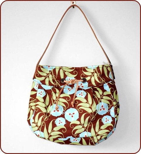 50s Inspired Hobo Bag without FLAP - Brown Vines