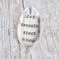 Spooning Since... Personalized Hand Stamped Vintage Lovers Coffee Spoon - Perfect Anniversary Gift
