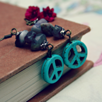 skye. peace and amyethst earrings