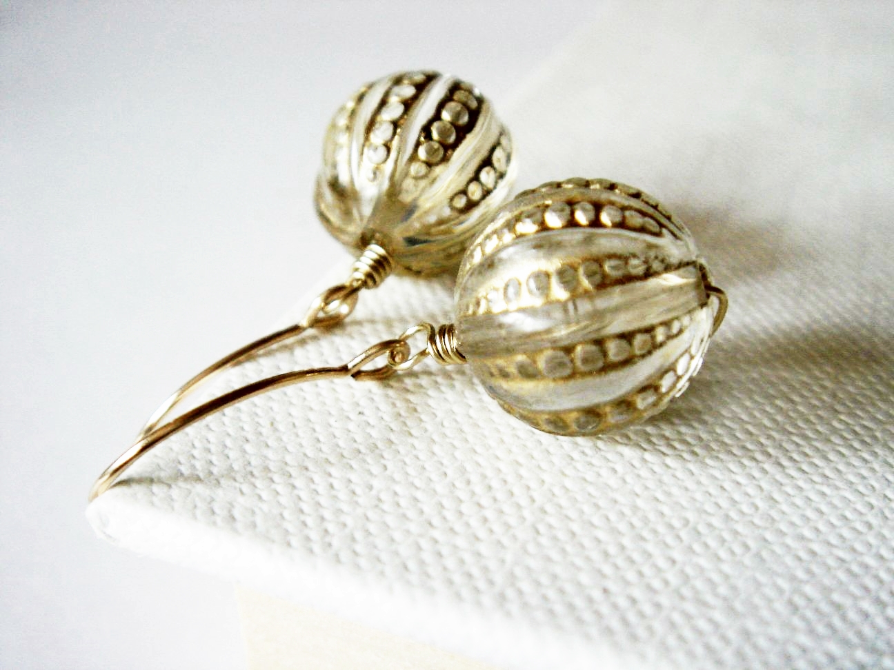 Gold Etched Vintage Acrylic 14k Gold Filled Earrings on Storenvy