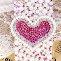 iphone 4G Design #328, New Bling Crystal Big Pink Rhinestones Heart iPhone 4/4S Case