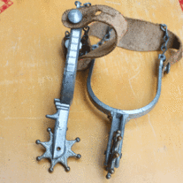 Vintage Toy Cowboy Spurs with Leather Straps
