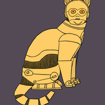 C3P0 cat, 5x7 print