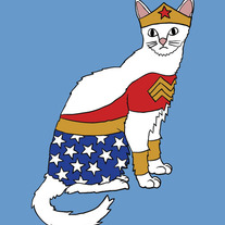 Cat Wonder Woman, 5x7 print