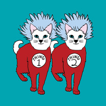 Cat Thing 1 and Thing 2, 5x5 print