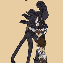 Alien and Predator forgivenness, 5x7 print
