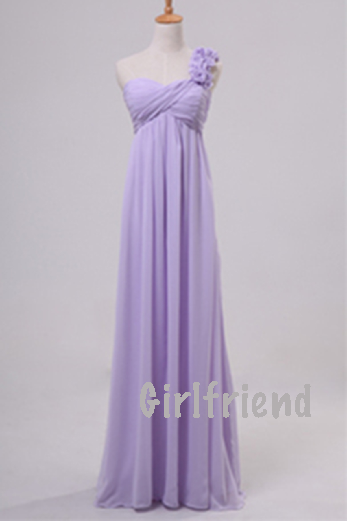Light Purple One-shouder Handmade Long Prom Dress  Bridesmaid dress ...