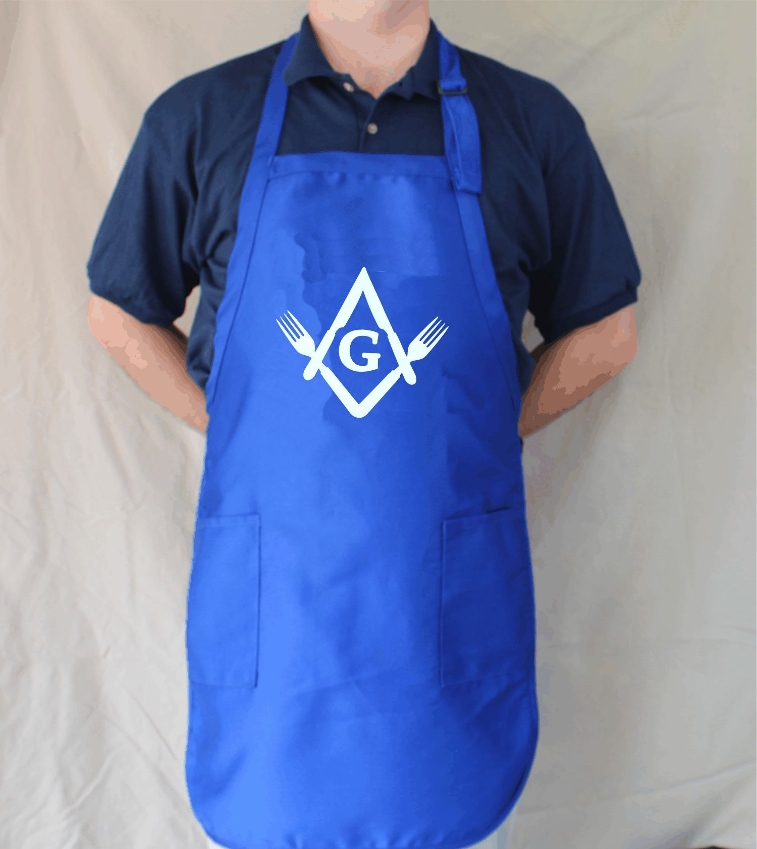 Masonic BBQ Apron Grill Master Knife & Fork Degree Royal Blue with