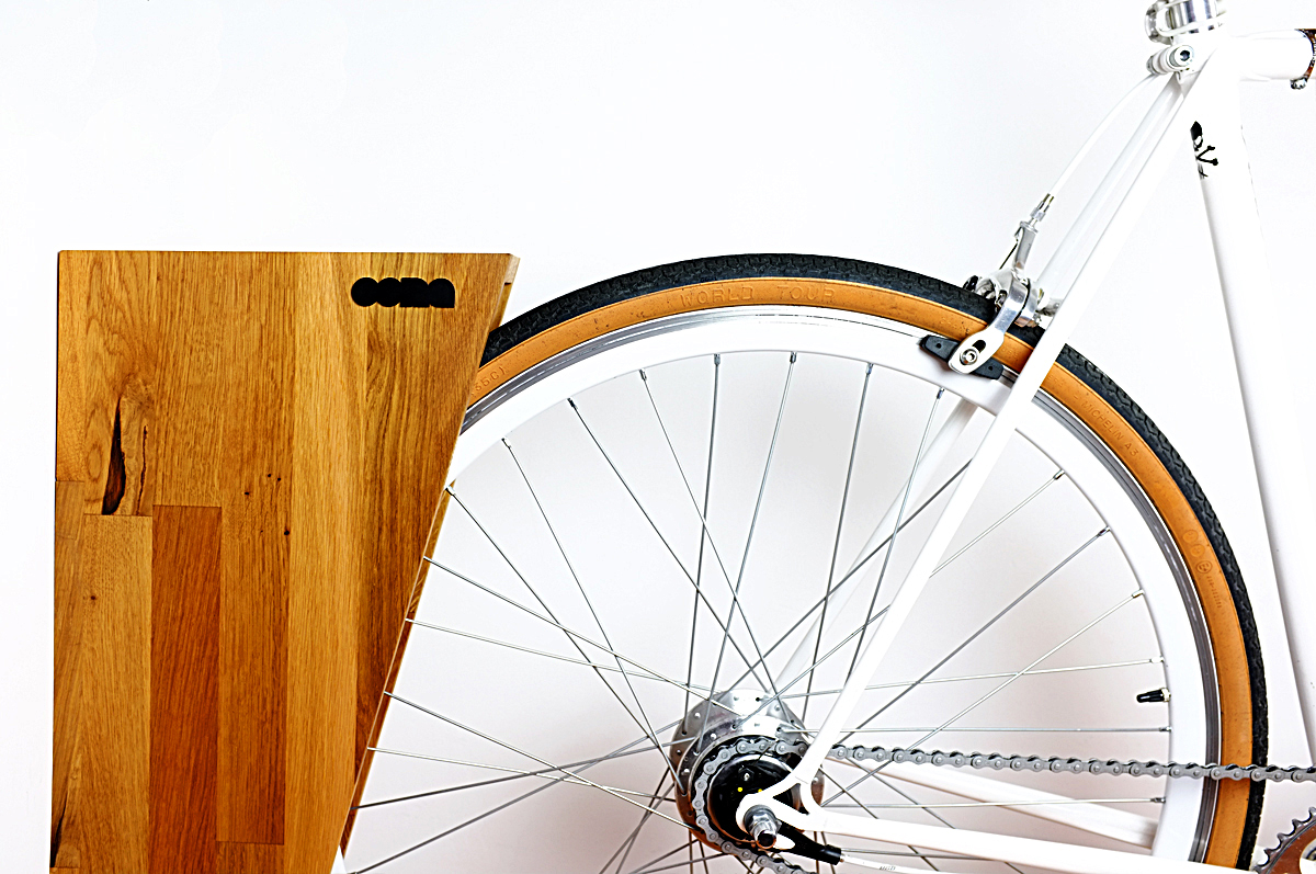wooden bike stand