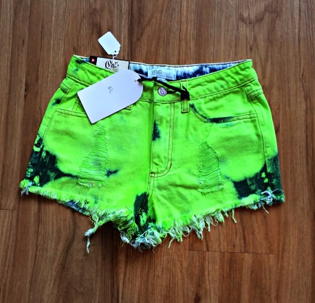 neon shorts denim