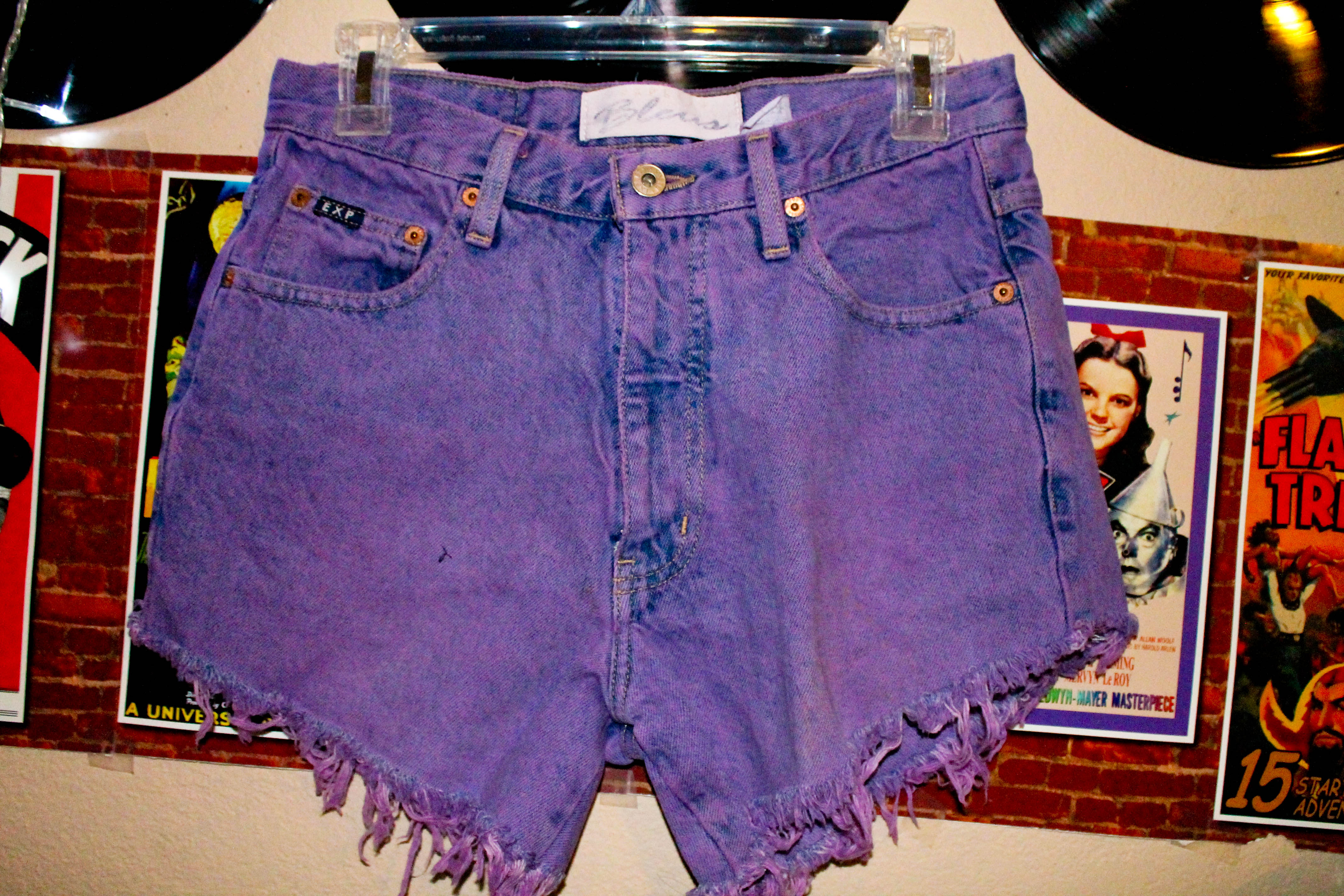 purple high waisted shorts