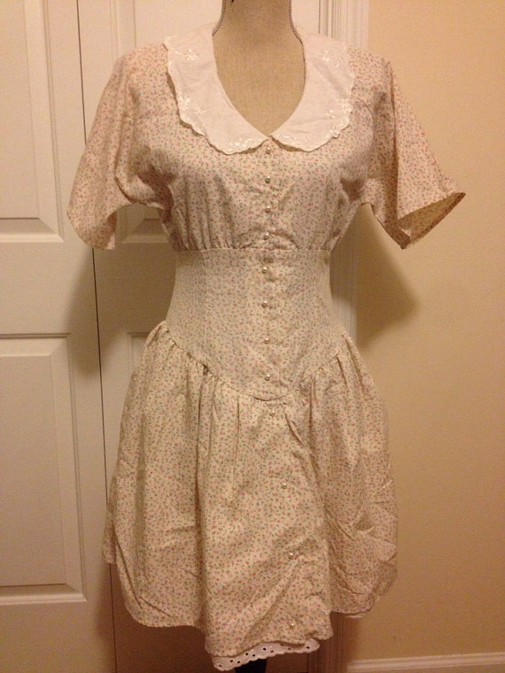 Pink Vintage Dress With White Collar Vintage Render